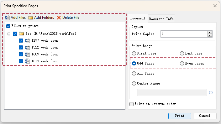 Print Odd or Even Pages in Word