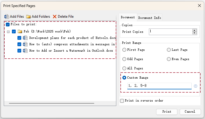 Print Specific Pages in Word
