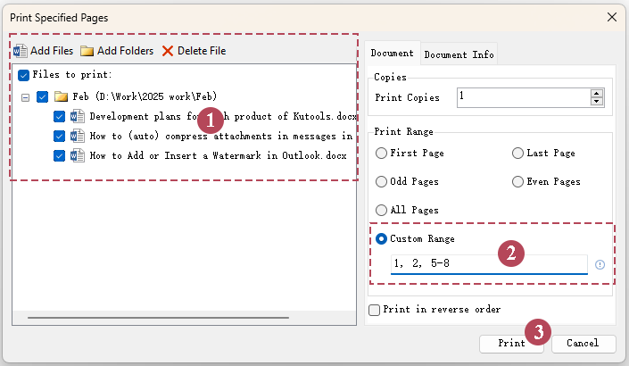 In the Batch Printing dialog