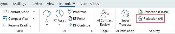 click Kutools Redaction AI