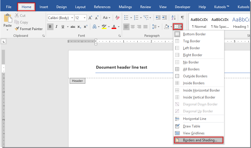 divider line in word for mac