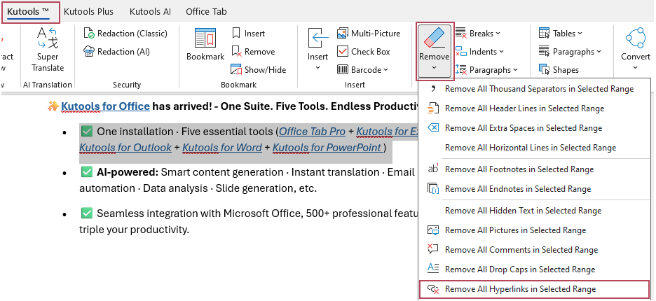 Remove All Hyperlinks in Selected Range 2