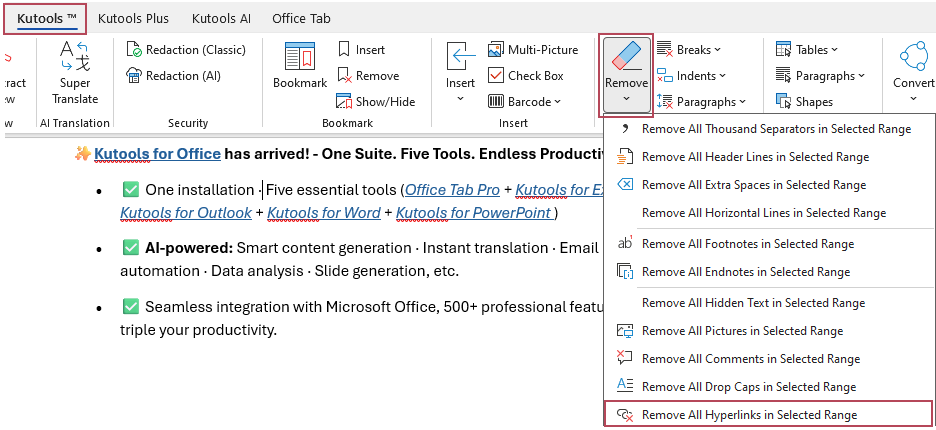 Remove All Hyperlinks in Selected Range
