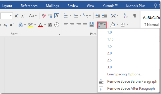 remove paragraph spacing between lines in word