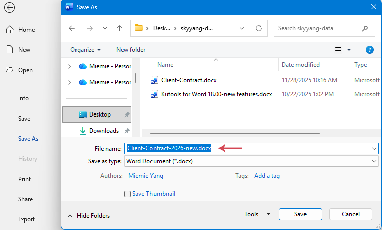 Rename Using the Save As Feature