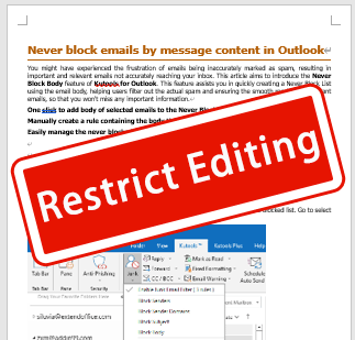 Restrict editing in Word