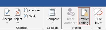 Restrict Editing button on the ribbon