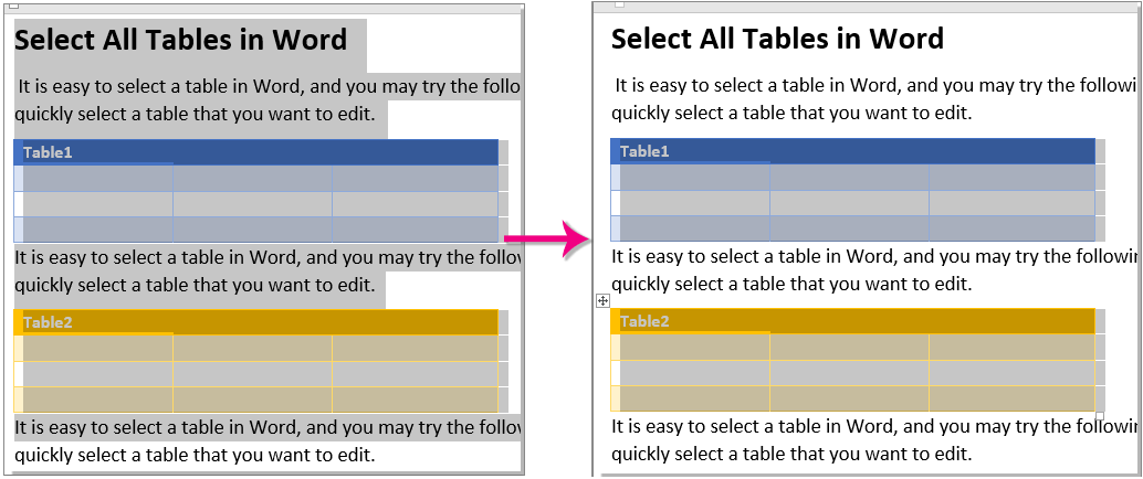 How To Select Multiple Tables In Word Document