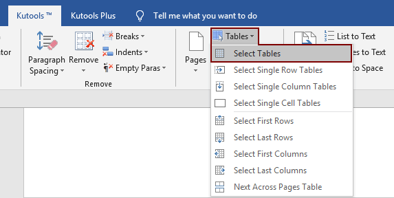 inserting a space above table in word for mac