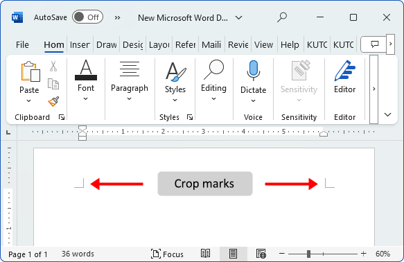 Crop marks in Word