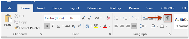 paragraph symbol shortcut on word for mac