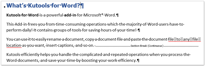 word formatting marks meaning