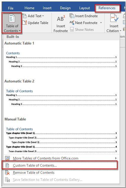 doc table of content link to page 3