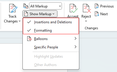 Show Markup options