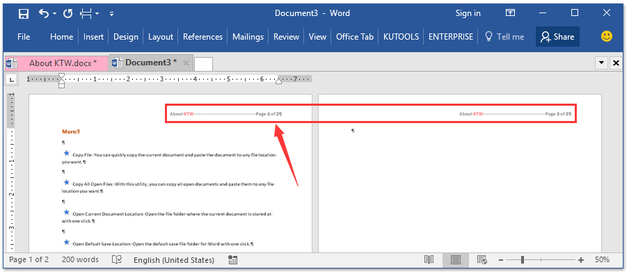 are there headers in word documents