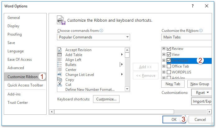 combo box word 2013