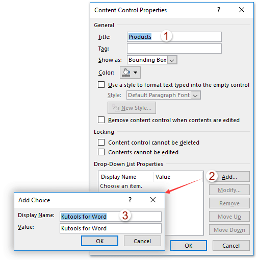 microsoft word content control editable