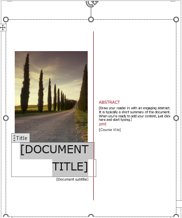 A cover page is created