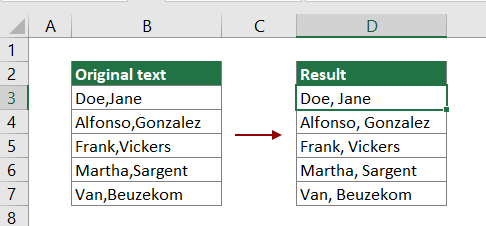 excel insert text after word