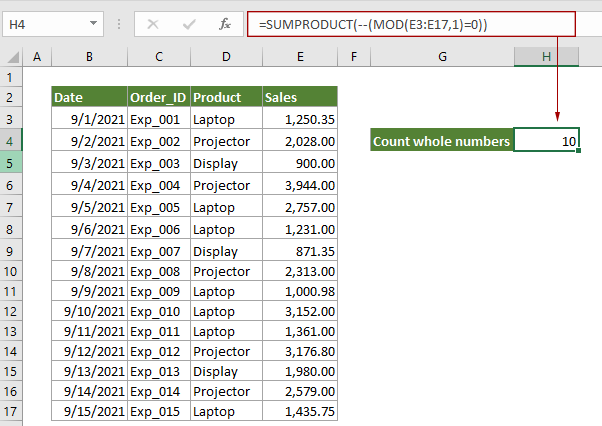 Tel Of Tel Alleen Hele Getallen Op Excel