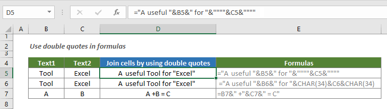 Use aspas duplas em f rmulas do Excel