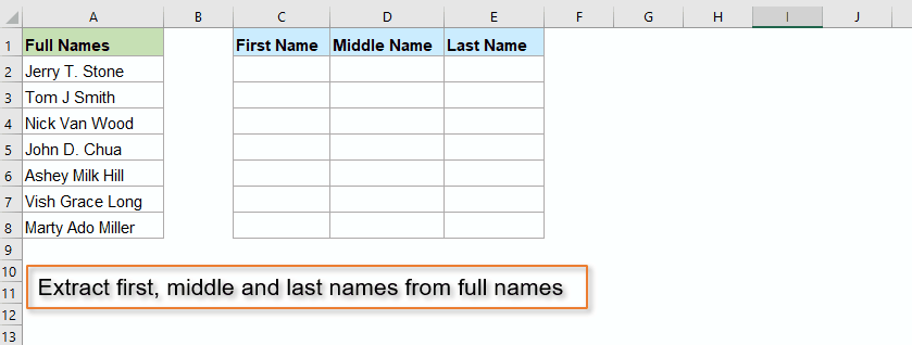 Extract First Middle And Last Names From Full Name In Excel 2022 8153