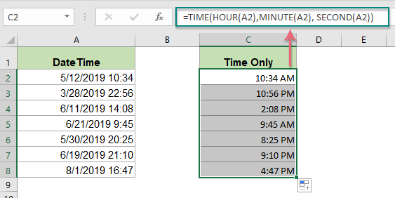 extract time from text string excel