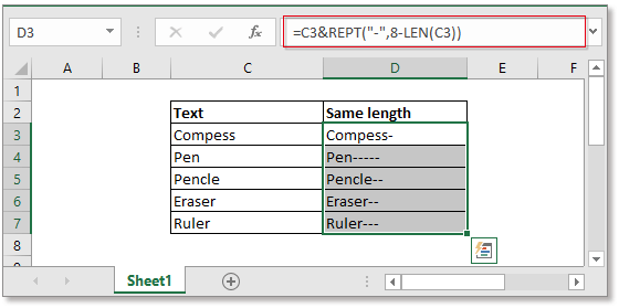 doc make text same length 2