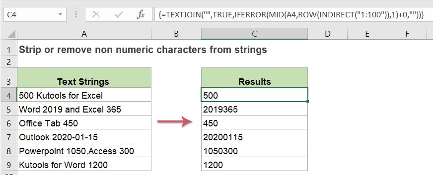 Strip Or Remove Non-Numeric Characters From Text Strings