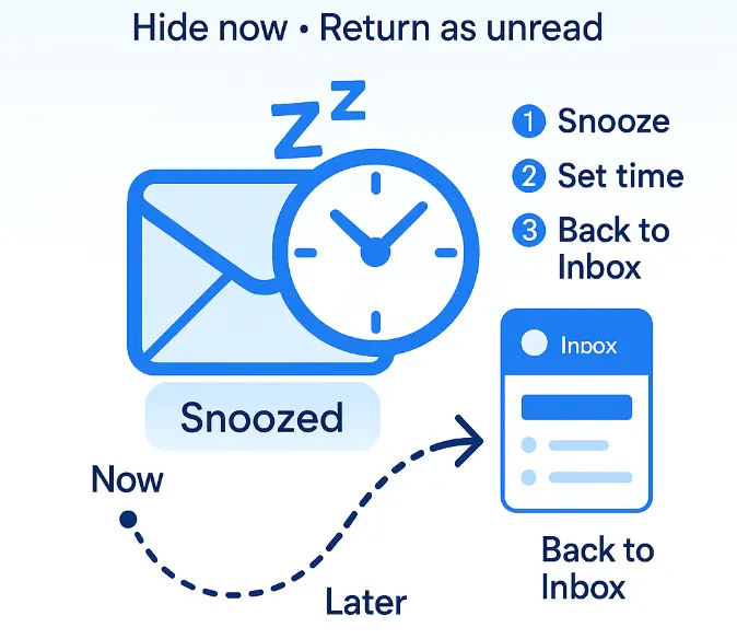 Snoozing a message and selecting a return time