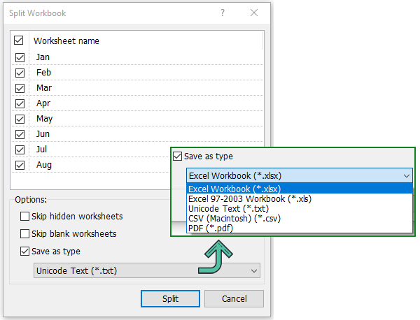 Split Workbook feature wizard overview