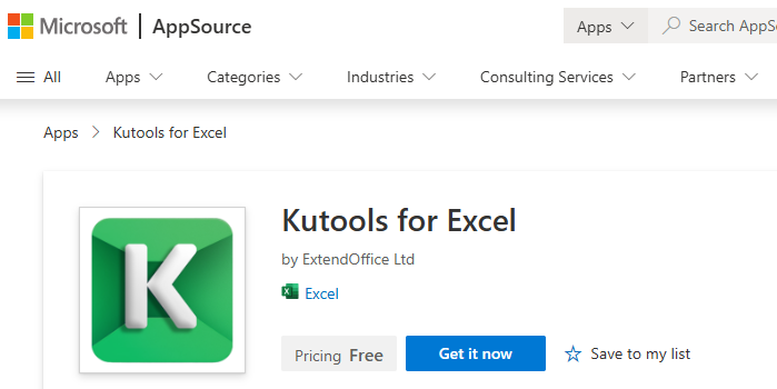 Kutools for Excel from Microsoft AppSource
