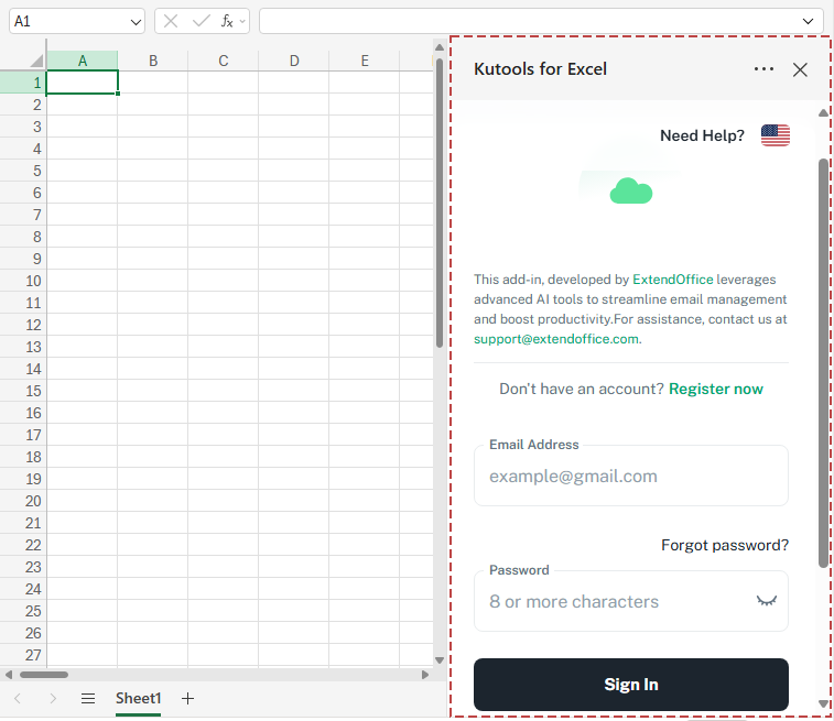 Kutools for Excel pane