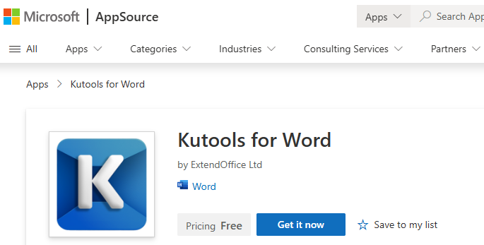Kutools for Word from Microsoft AppSource
