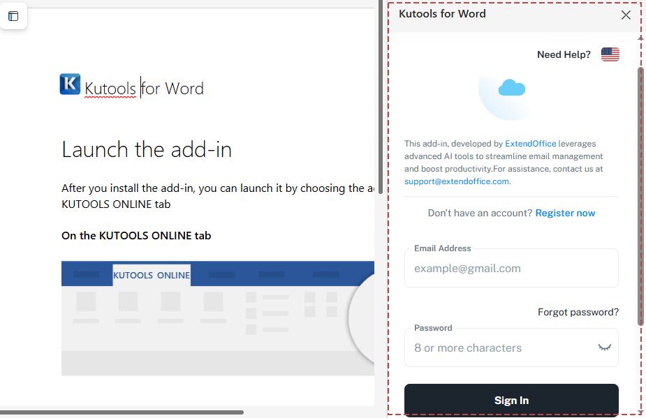 Kutools for Word pane