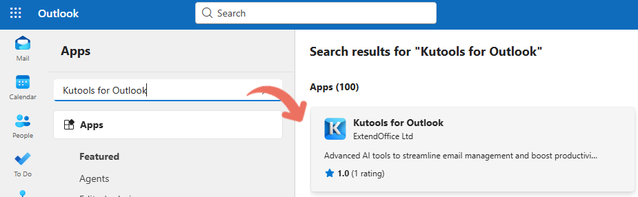 the Kutools for Outlook result