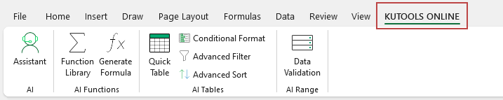 Kutools Online appear in the ribbon in Excel