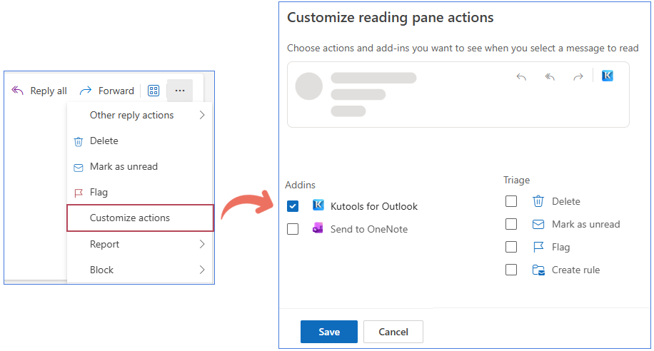 Pin Kutools for Outlook in the ribbon
