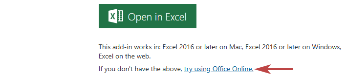 the try using Office Online link