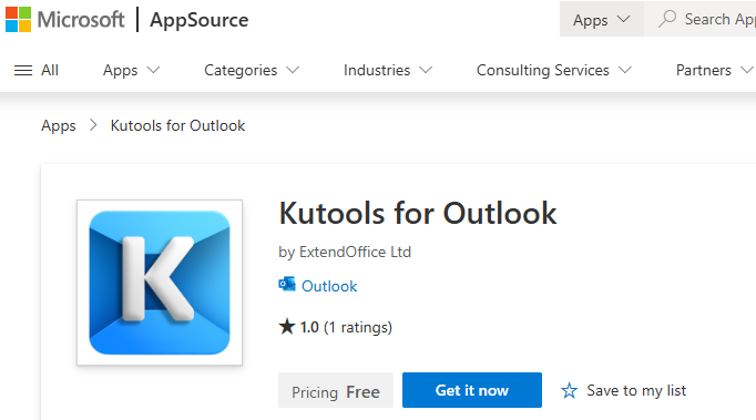 Kutools for Outlook from Microsoft AppSource
