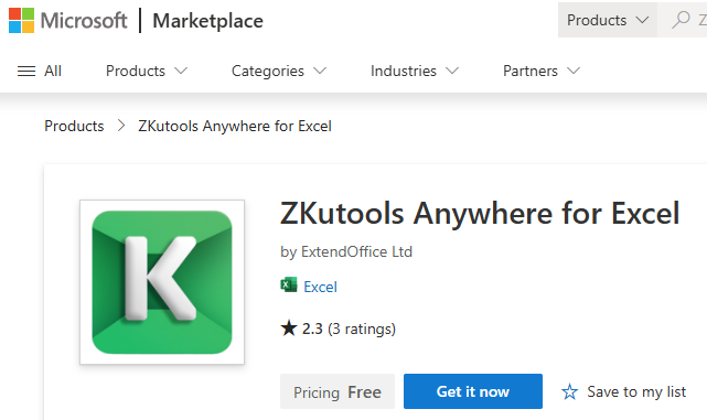 ZKutools Anywhere for Excel from Microsoft AppSource
