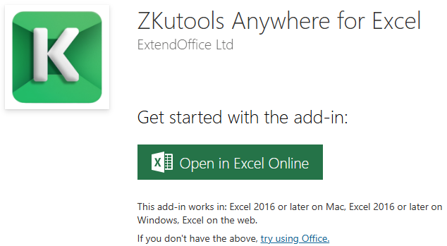 Open in Excel Online