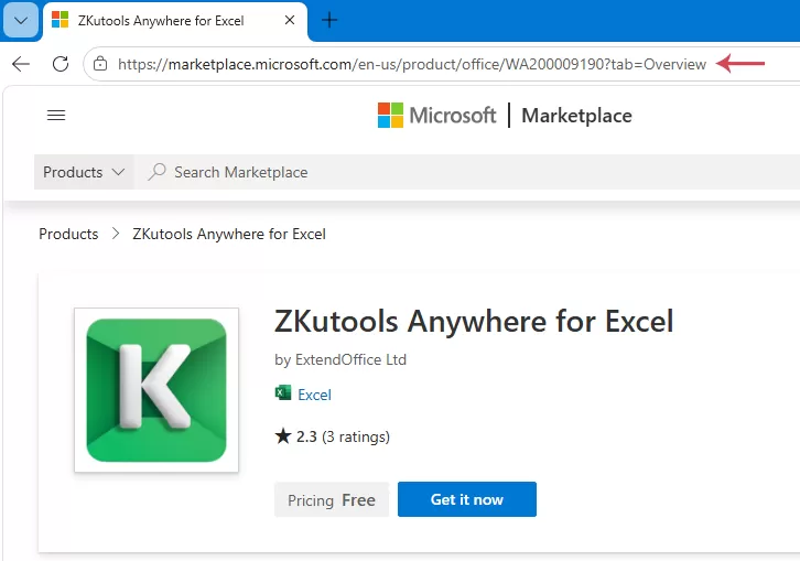 Go to the official ZKutools Anywhere for Excel page