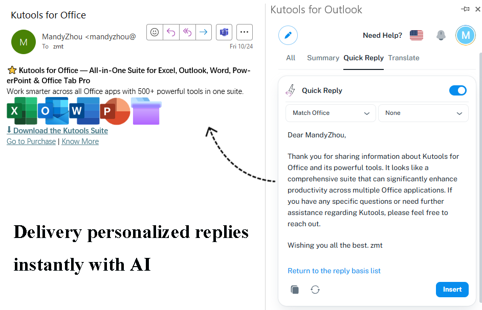 Outlook — Quick Reply