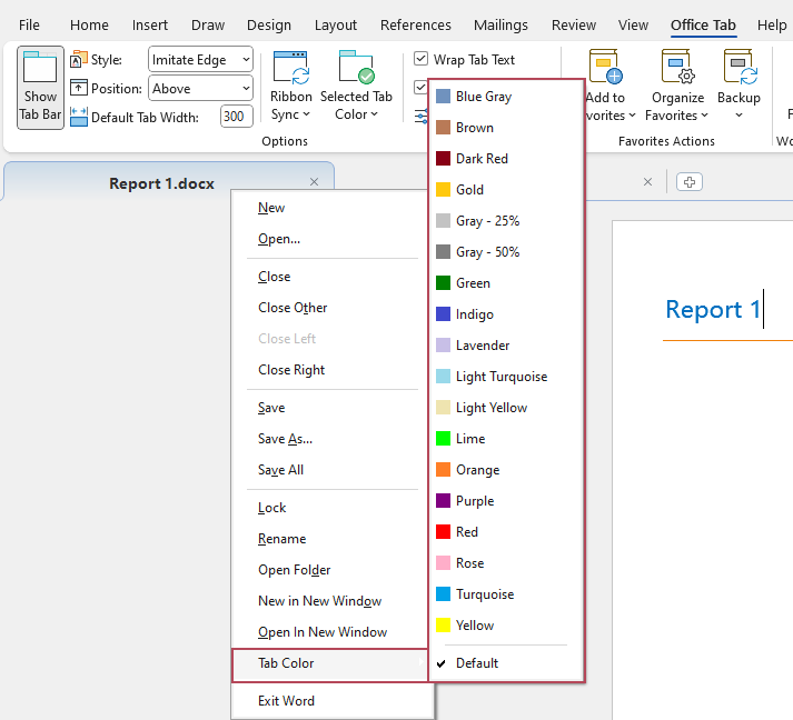Add color to a tab