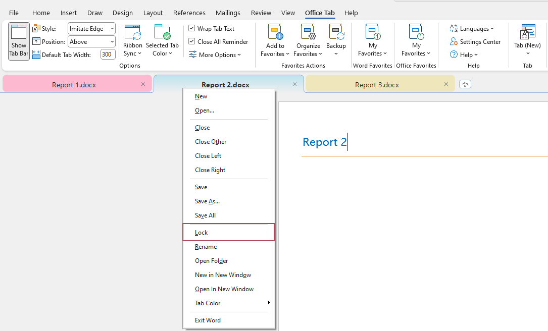 Lock from the context menu