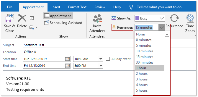 Schedule an appointment in Outlook calendar