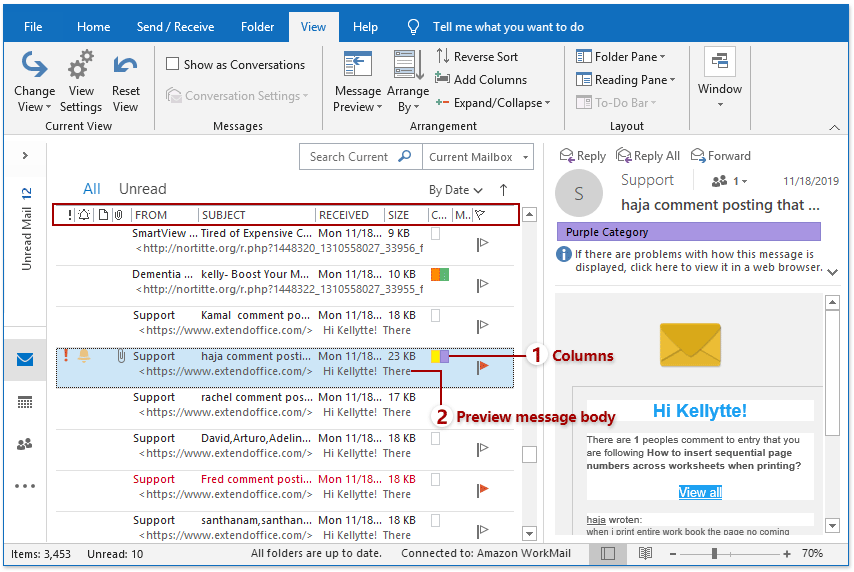 view outlook account settings