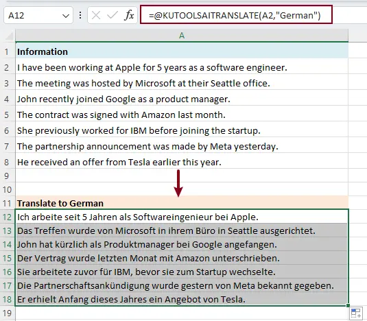 the generated results
