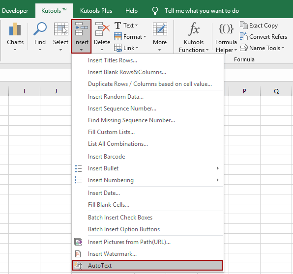 Easily create and insert Auto Text entry in Excel